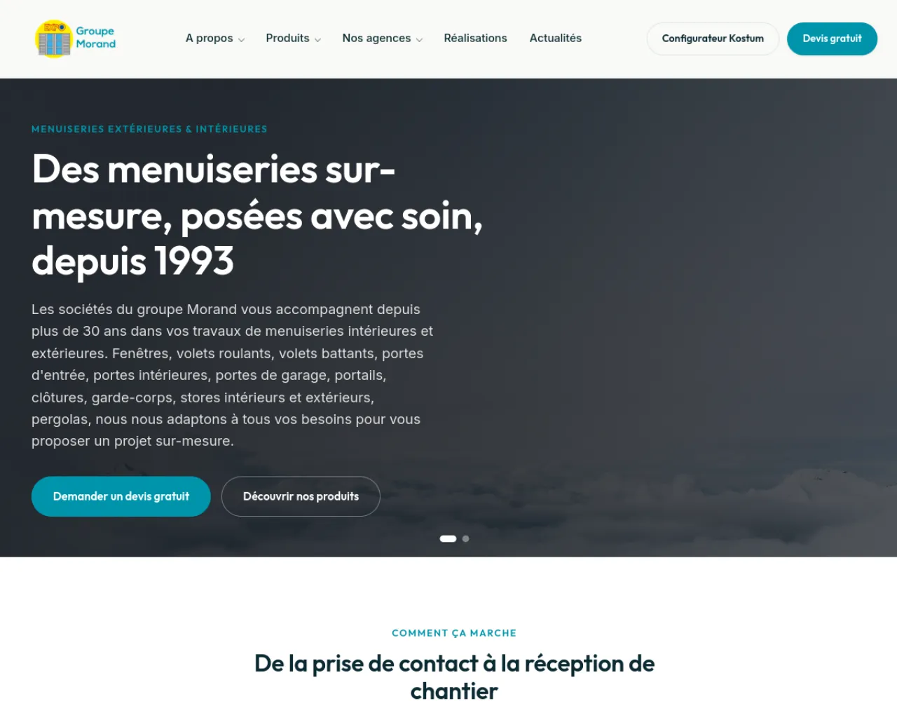 Site web du Groupe Morand, menuiseries sur mesure